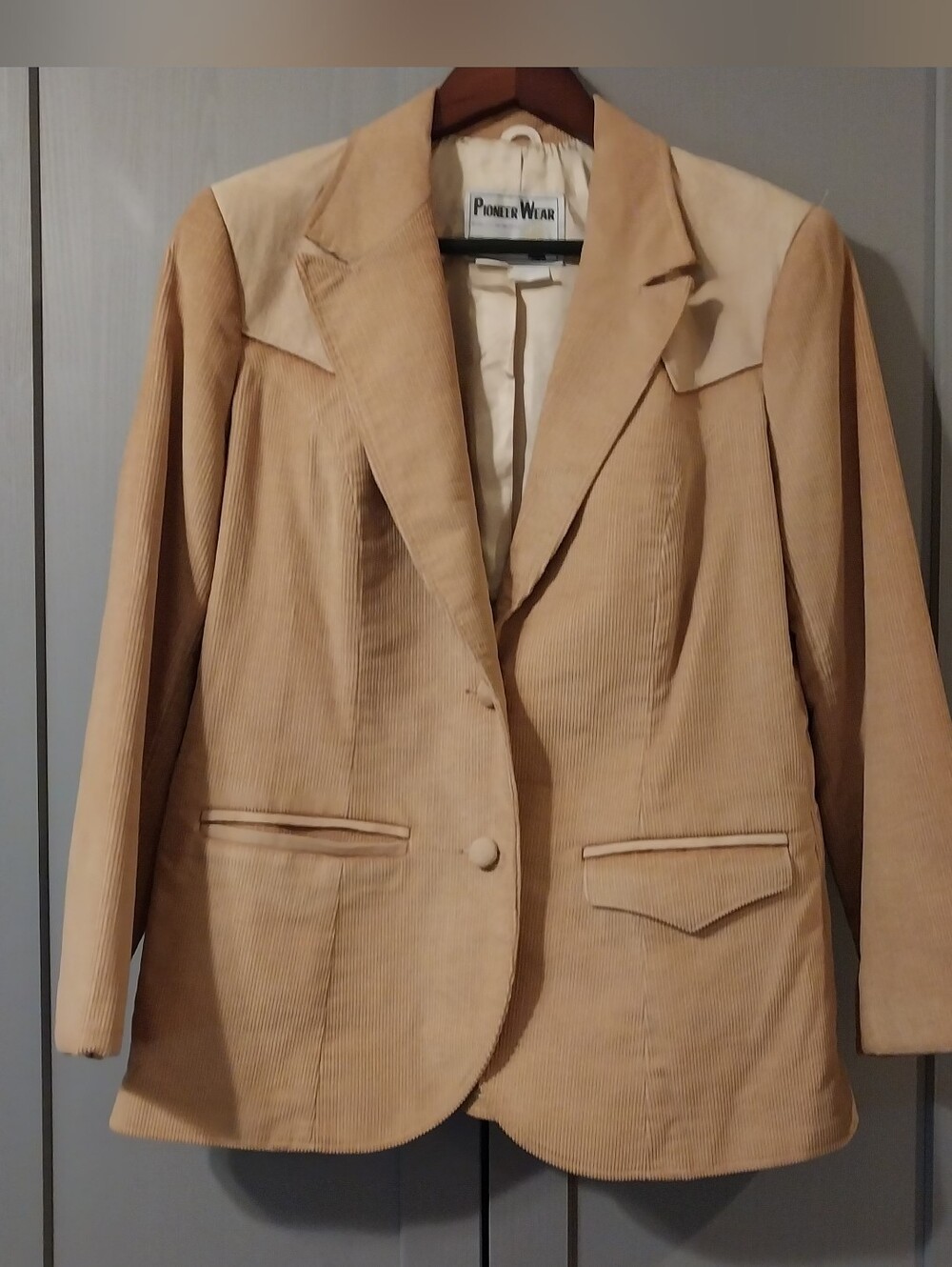 VTG 70s Pioneer Wear Western Corduroy Leather Sport Coat Cowgirl Blazer 12 TLoft